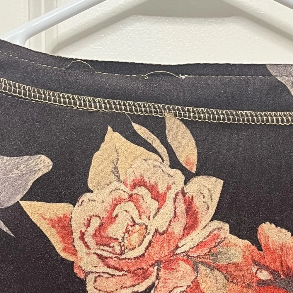 Solitaire Anthropologie Boho Floral Open Front Cardigan, Kimono, Suede Coat Sz M